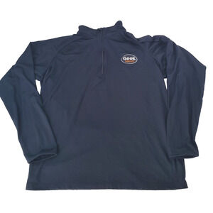 Geek Squad Men's Medim LOGO Long Sleeve Uniform Shirt Black Sports-Tek 1/4 Zip